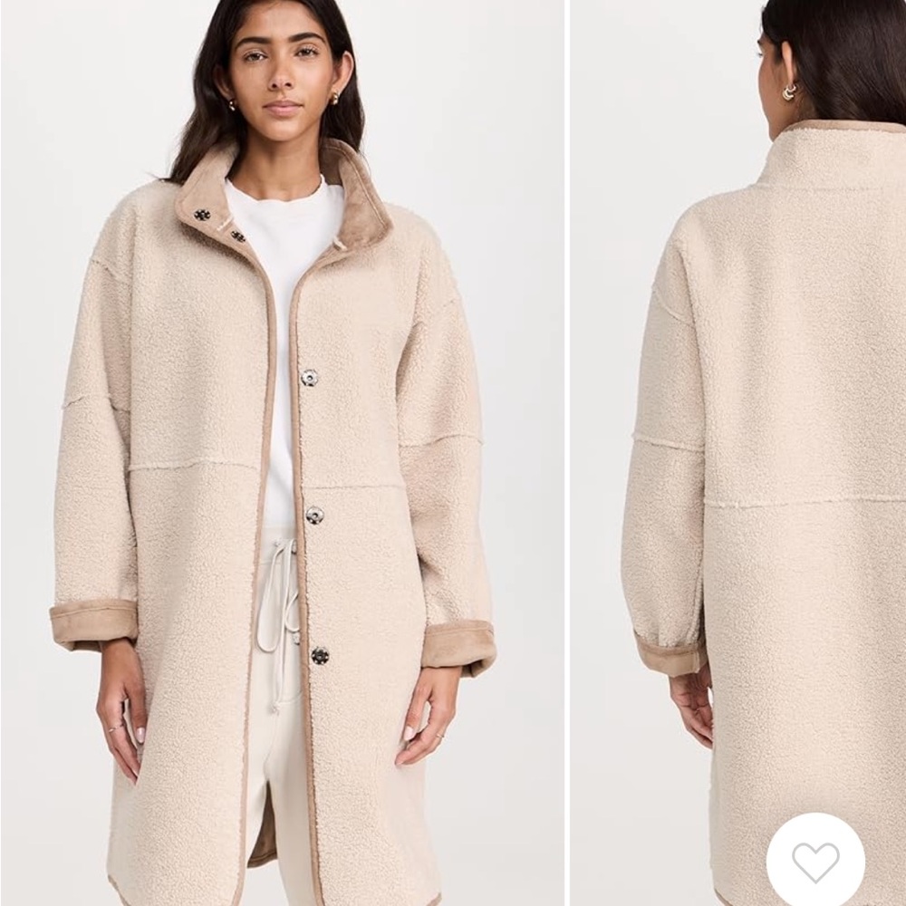 Velvet Cara  Beige reversible Teddy Jacket in sand